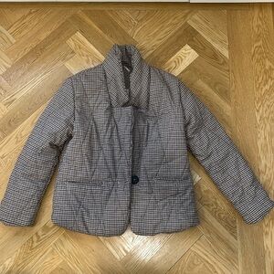 Plaid slightly down filled puffer coat
